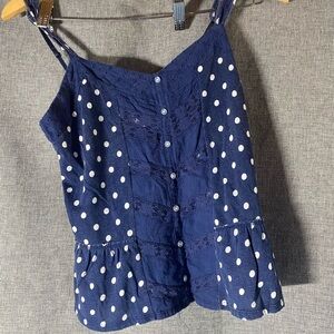 Aeropostale Blue Polka Dot Lace Camisole